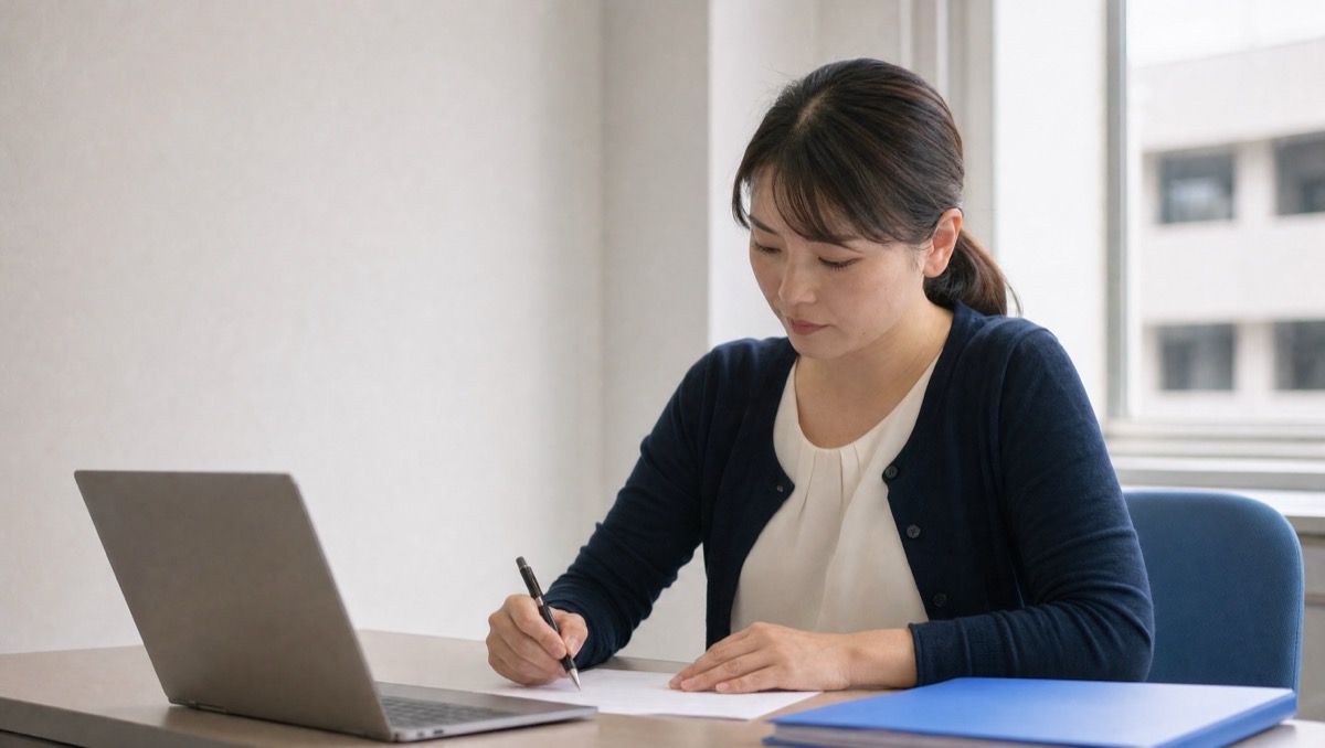 求人票を書き直している病院の採用担当者のイメージ