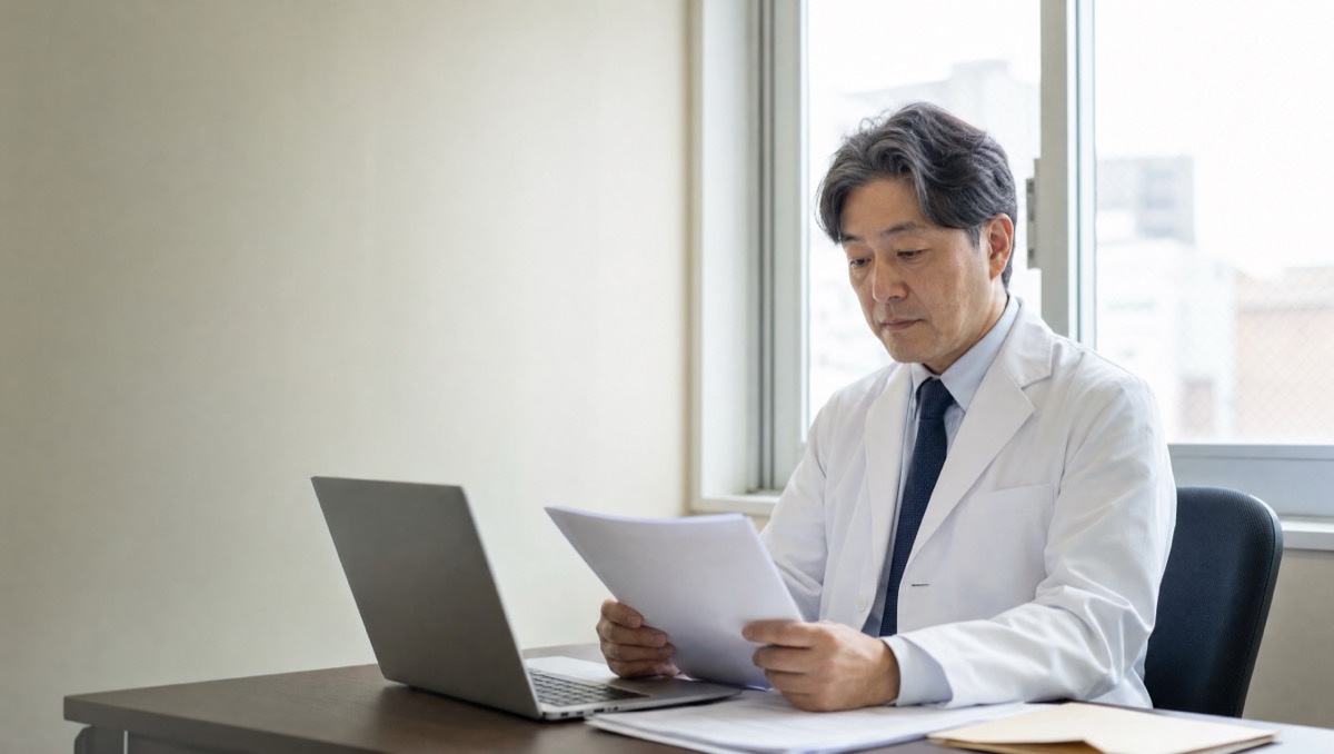 小規模なクリニックの受付でひとり業務にあたるスタッフのイメージ