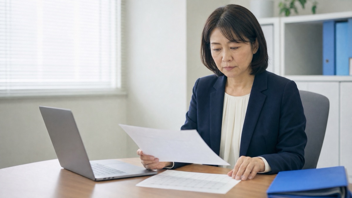 面接メモを見返しながら電話をかける採用担当者のイメージ