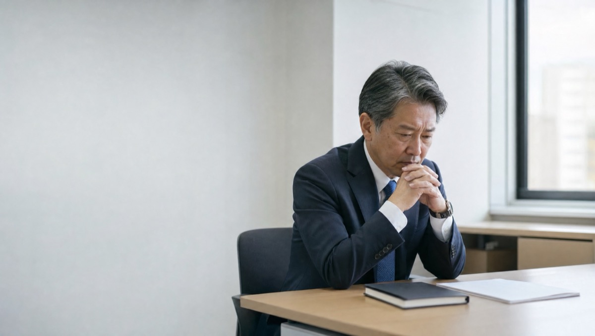 個人オフィスで電話しながらメモを取る事務長らしき人物のイメージ