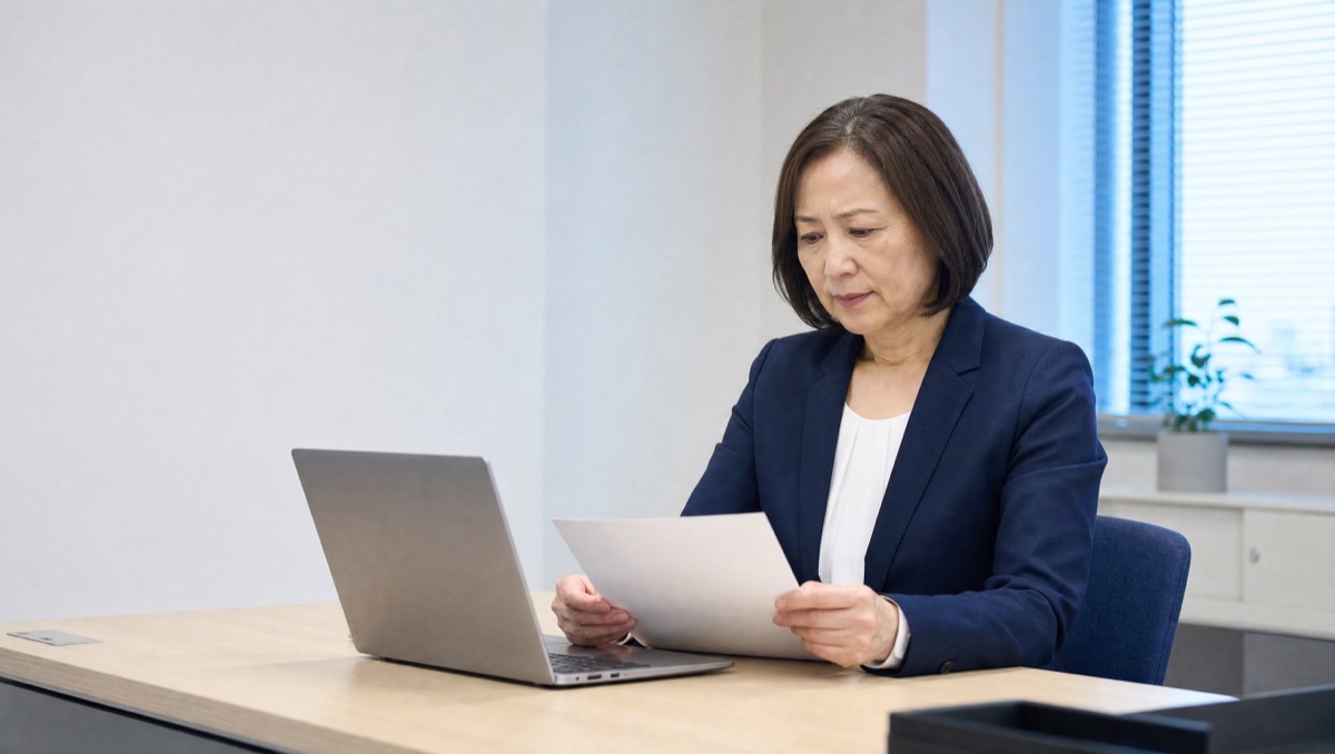 複数の求人媒体資料を整理して絞り込む採用担当者の手元のイメージ