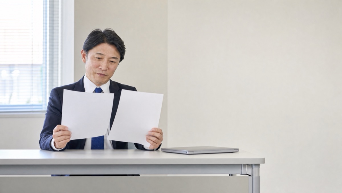 先輩が新人に教えている場面を後ろから見たイメージ